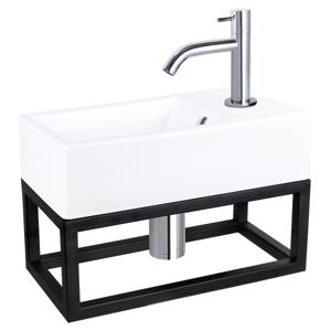 Differnz Force fonteinset keramiek - kraan gebogen - met handdoekrek - 40 x 22 x 11.5 cm - chroom