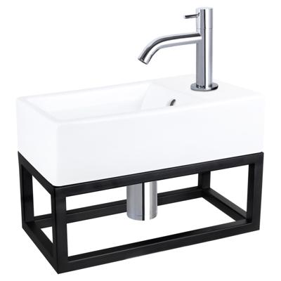 Differnz Force fonteinset keramiek - kraan gebogen - met handdoekrek - 40 x 22 x 11.5 cm - chroom