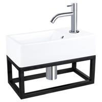 Differnz Force fonteinset keramiek - kraan gebogen - met handdoekrek - 40 x 22 x 11.5 cm - chroom