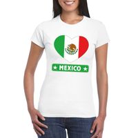 Mexico hart vlag t-shirt wit dames - thumbnail