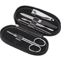 Manicure set 5-delig in zwarte ovalen etui met ritssluiting - Reisset