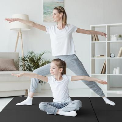 3-delige Opvouwbare Oefenmat Antislip Gymnastiekmat Lichtgewicht Draagbaar met 2 Handgrepen 3-Zijdig Klittenband