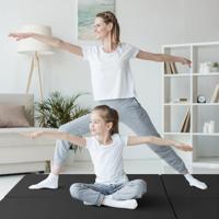 3-delige Opvouwbare Oefenmat Antislip Gymnastiekmat Lichtgewicht Draagbaar met 2 Handgrepen 3-Zijdig Klittenband