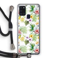 Gele kuif: Samsung Galaxy A21s Transparant Hoesje met koord