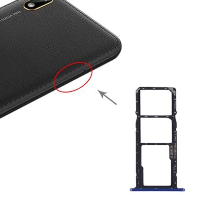 SIM-kaart lade + SIM-kaart lade + micro SD-kaart lade voor Huawei Y5 (2019) (blauw)