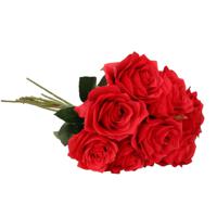 Kunstbloemen boeket roos Simone - 8x - rood - 45 cm - decoratie bloemen