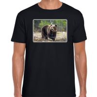 Dieren t-shirt met beren foto zwart voor heren - thumbnail