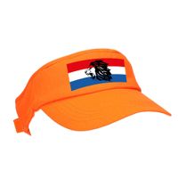 Oranje supporter / Koningsdag zonneklep met Nederlandse vlag en leeuw voor EK/ WK fans - thumbnail