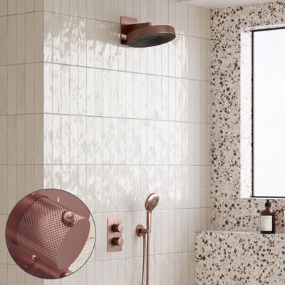 Regendouche set SaniClear Evolution Curved | 30 cm | Incl.Inbouwdeel | 2 standen handdouche | Koper Geborsteld
