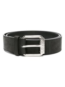 Moschino logo-engraved leather belt - Noir