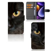 Xiaomi Poco F5 | Telefoonhoesje | Met pasjeshouder | Zwarte Kat