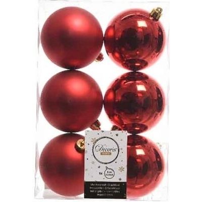 Kerstboom decoratie kerstballen mix kerst rood 36x stuks 8 cm Kerstboom decoratie kerstballen mix kerst rood 36x stuks 8 cm