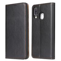 Dermis textuur PU + TPU horizontale Flip lederen draagtas met houder & kaartsleuven & portemonnee voor Galaxy A40 (zwart)