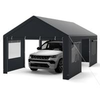 Tentgarage 363 x 600 cm Opslagtent met Oprolbare Geventileerde Ramen en Afneembare Zijwanden