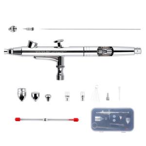 VEVOR Airbrush-pistool, 0,3 mm en 0,5 mm Dual Action Gravity Feed Airbrush, Airbrush-set met 2/7/12 ml koperen bekers en reinigingsaccessoires, Airbrush-pistool voor het schilderen van modellen, taarten