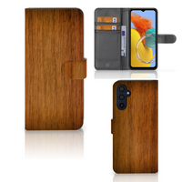 Samsung Galaxy M14 Book Style Case Donker Hout