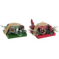 Kaars DKD Home Decor Rood Groen 20 x 20 x 9 cm 8 x 8 x 9 cm (2 Stuks)