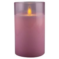 LED kaars wax glas 12,5cm roze - Magic Flame