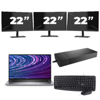 Dell Latitude 9520 - Intel Core i7-11e Generatie - 15 inch - 16GB RAM - 256GB SSD - Windows 11 Home + 3x 22 inch Monitor