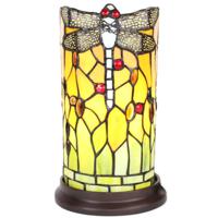 HAES DECO - Tiffany Tafellamp Groen, Beige Ø 15x26 cm Fitting E14 / Lamp max 1x40W