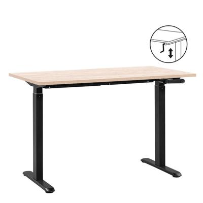 Leen Bakker - Bureau Homeworx Zit/sta Handmatig Verstelbaar - Eikenkleur/zwart - 75/118x120x70 Cm - Hout - Beige
