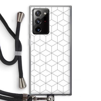 Zwart-witte kubussen: Samsung Galaxy Note 20 Ultra / Note 20 Ultra 5G Transparant Hoesje met koord