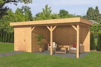 Lariks/Douglas Overkapping Oslo L type 7 blank 690x380 cm- Plat dak- Onbehandeld lariks Douglas hout- Tuindeco