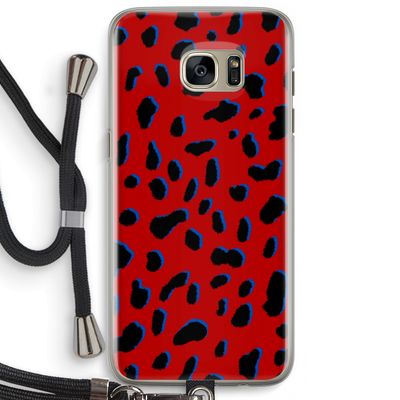 Red Leopard: Samsung Galaxy S7 Edge Transparant Hoesje met koord