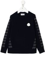 Moncler Enfant pull à logo imprimé - Bleu