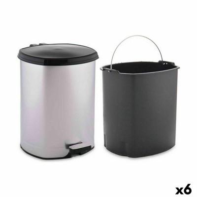 Pedaalemmer Zilverkleurig Plastic 6 L (6 Stuks)