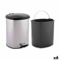 Pedaalemmer Zilverkleurig Plastic 6 L (6 Stuks)