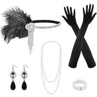 Vintage Jaren 1920 Gatsby Jaren '20 flapper hoofdband Accessoireset Ketting Oorbel Charleston Dames Veer Modieus Maskerade Festival Handschoenen Lightinthebox