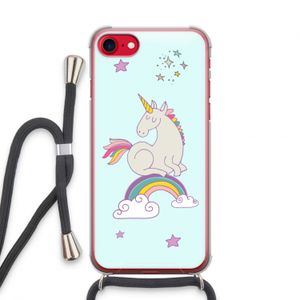 Regenboog eenhoorn: iPhone SE 2020 Transparant Hoesje met koord