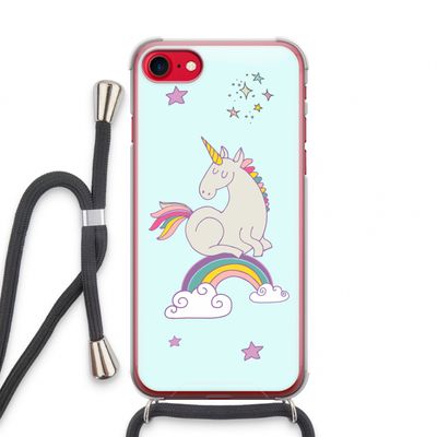 Regenboog eenhoorn: iPhone SE 2020 Transparant Hoesje met koord