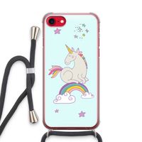 Regenboog eenhoorn: iPhone SE 2020 Transparant Hoesje met koord