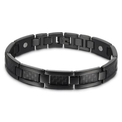 Magnetische heren armband Edelstaal Koolstofvezel Zwart
