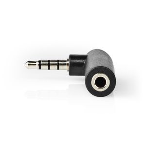 Stereo-Audioadapter | 3,5 mm Male - 3,5 mm Female | 90° Gehoekt | 4-Polig | 10 St | Zwart