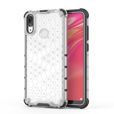 Honingraat schokbestendig PC + TPU Case voor Huawei Y7 (2019) (transparant)