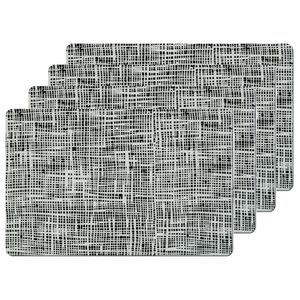 Zeller placemats abstract - 6x - zwart - 44 x 29 cm - kunststof - Placemats