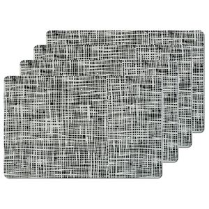 Zeller placemats abstract - 4x - zwart - 44 x 29 cm - kunststof - Placemats