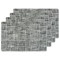 Zeller placemats abstract - 4x - zwart - 44 x 29 cm - kunststof - Placemats