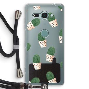 Cactusprint roze: Sony Xperia XZ2 Compact Transparant Hoesje met koord