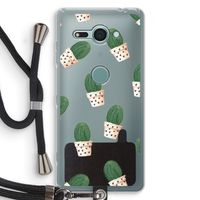 Cactusprint roze: Sony Xperia XZ2 Compact Transparant Hoesje met koord