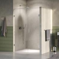 Brauer Void - Nisdeur - 2-Delig - Helder Glas - 140 x 200 cm - Omkeerbaar - met Draaideur 70 cm - Aan Muur - incl. Glascoating - PVD RVS-Kleurig