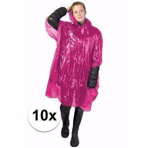 10x wegwerp regenponcho roze