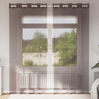 Gordijnen voile met doorvoertules 2 st 140x225 cm bruin