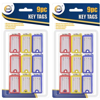 Sleutelhanger labels - 18x - gekleurd - met etiket/schrijfvakje - sleutellabels