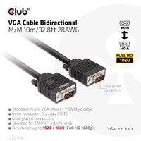 club3D CAC-1710 VGA-kabel VGA Aansluitkabel VGA-stekker 15-polig, VGA-stekker 15-polig 10.00 m Zwart Schroefbaar, Vergulde steekcontacten - thumbnail