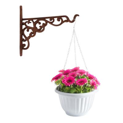 Hangpot + Muurhaak Rimini - wit - D20 cm - kunststof - metaal - tuinaccessoires