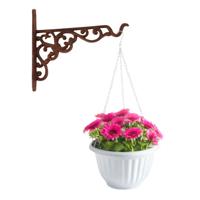 Hangpot + Muurhaak Rimini - wit - D20 cm - kunststof - metaal - tuinaccessoires